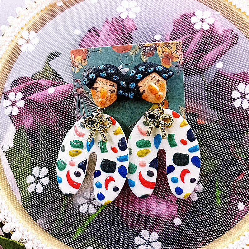 Wholesale New Indian Doll Ethnic Style Funny Earrings Girl